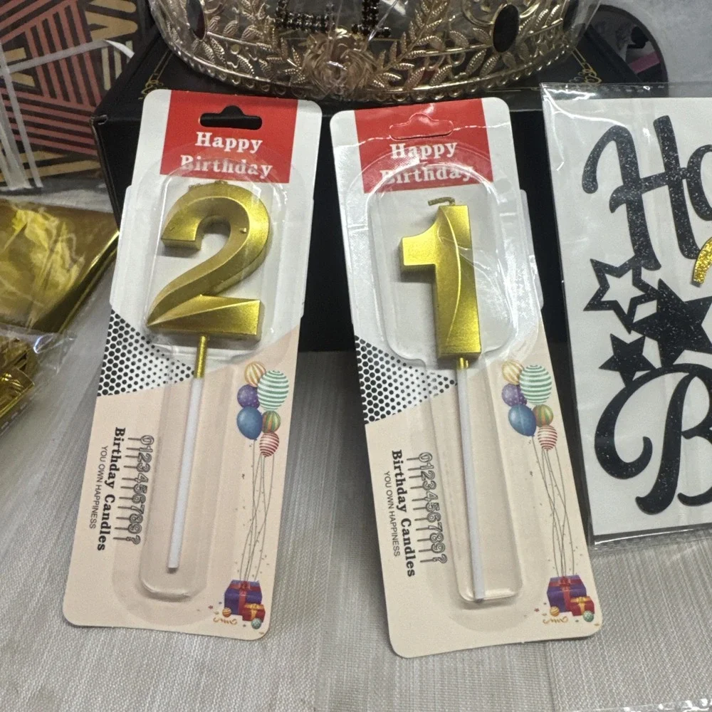 21St Birthday Decorations for Him Her, Happy 21St Birthday Banner with Black Sil